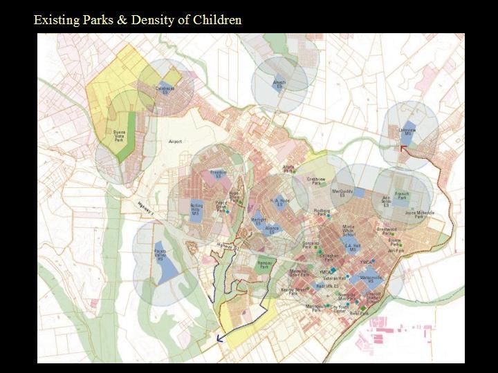 Existing Parks and Density of Children
